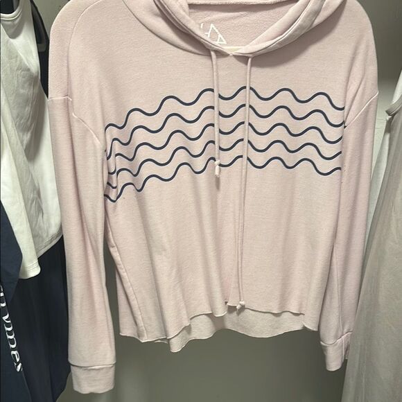 Chaser beach waves pink Wave Pattern Hoodie Sz S NWOT - Picture 1 of 4